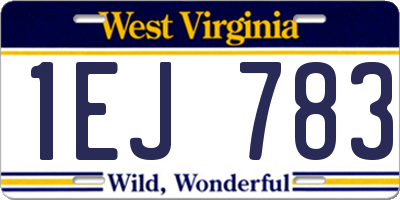 WV license plate 1EJ783