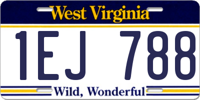 WV license plate 1EJ788