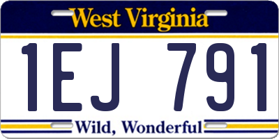 WV license plate 1EJ791