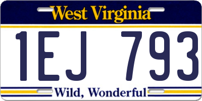WV license plate 1EJ793