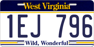 WV license plate 1EJ796