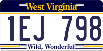WV license plate 1EJ798