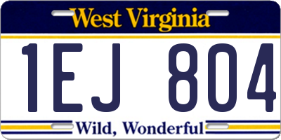 WV license plate 1EJ804