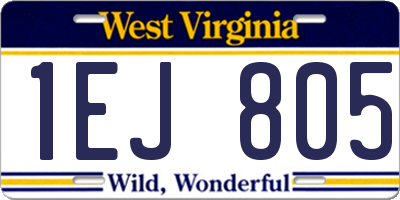 WV license plate 1EJ805