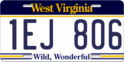 WV license plate 1EJ806