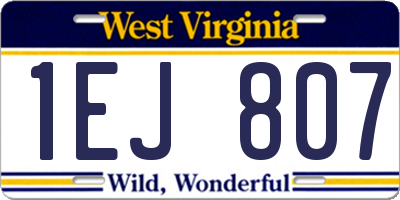 WV license plate 1EJ807