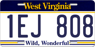 WV license plate 1EJ808