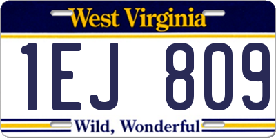 WV license plate 1EJ809