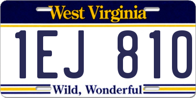 WV license plate 1EJ810