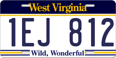 WV license plate 1EJ812
