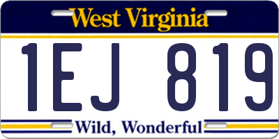 WV license plate 1EJ819