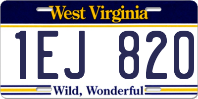 WV license plate 1EJ820