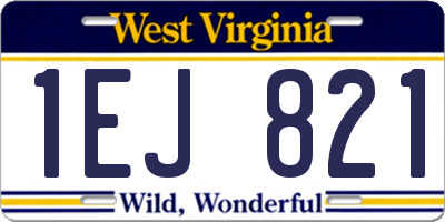 WV license plate 1EJ821