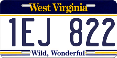 WV license plate 1EJ822