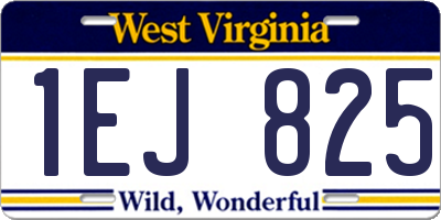 WV license plate 1EJ825