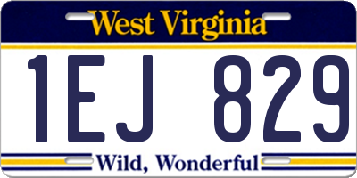WV license plate 1EJ829