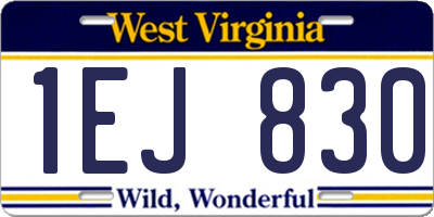 WV license plate 1EJ830