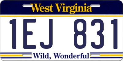 WV license plate 1EJ831