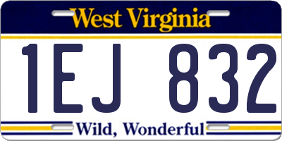 WV license plate 1EJ832