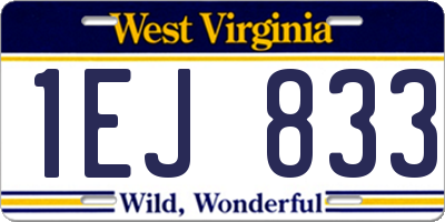 WV license plate 1EJ833