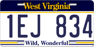 WV license plate 1EJ834