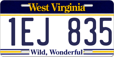 WV license plate 1EJ835