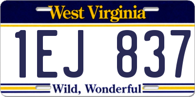 WV license plate 1EJ837