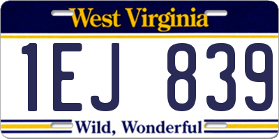 WV license plate 1EJ839