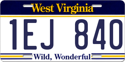 WV license plate 1EJ840