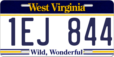 WV license plate 1EJ844