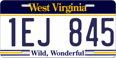 WV license plate 1EJ845