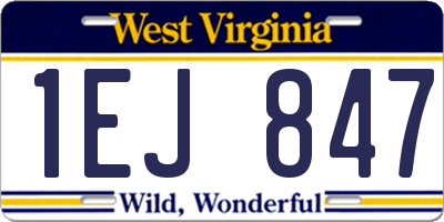 WV license plate 1EJ847