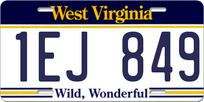 WV license plate 1EJ849