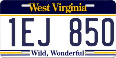 WV license plate 1EJ850