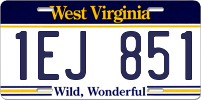 WV license plate 1EJ851