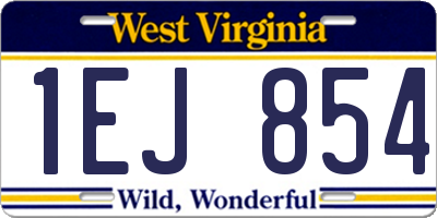 WV license plate 1EJ854