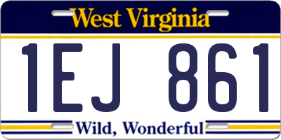 WV license plate 1EJ861