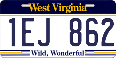 WV license plate 1EJ862