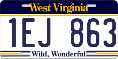 WV license plate 1EJ863