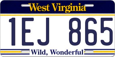 WV license plate 1EJ865