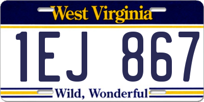 WV license plate 1EJ867
