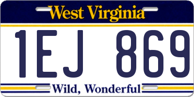WV license plate 1EJ869