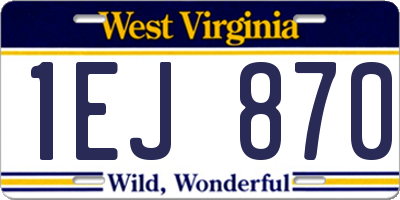WV license plate 1EJ870