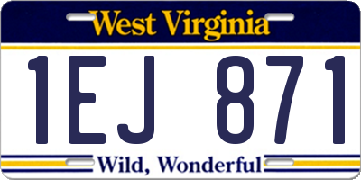 WV license plate 1EJ871