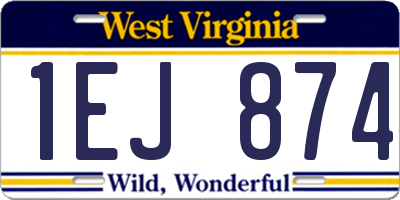 WV license plate 1EJ874