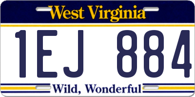 WV license plate 1EJ884