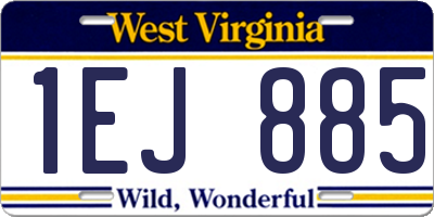 WV license plate 1EJ885