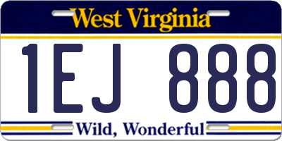 WV license plate 1EJ888