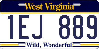 WV license plate 1EJ889