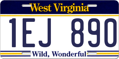 WV license plate 1EJ890